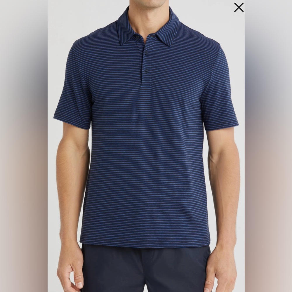 VINCE Men's Navy Striped Polo Shirt Size XL